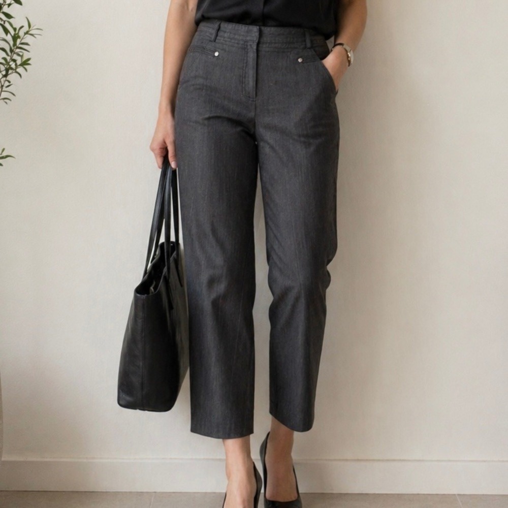 Cato Womens Gray Pinstripe Straight Leg‎ Dress Pants Workwear Size 16P
